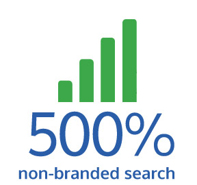 500% increase in non-branded organic search marketing
